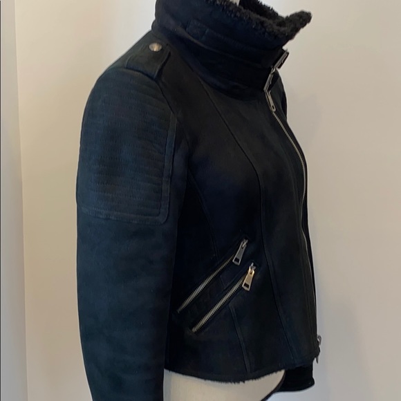 Burberry Brit cropped Shearling Jacket Black size 6 - Picture 9 of 16
